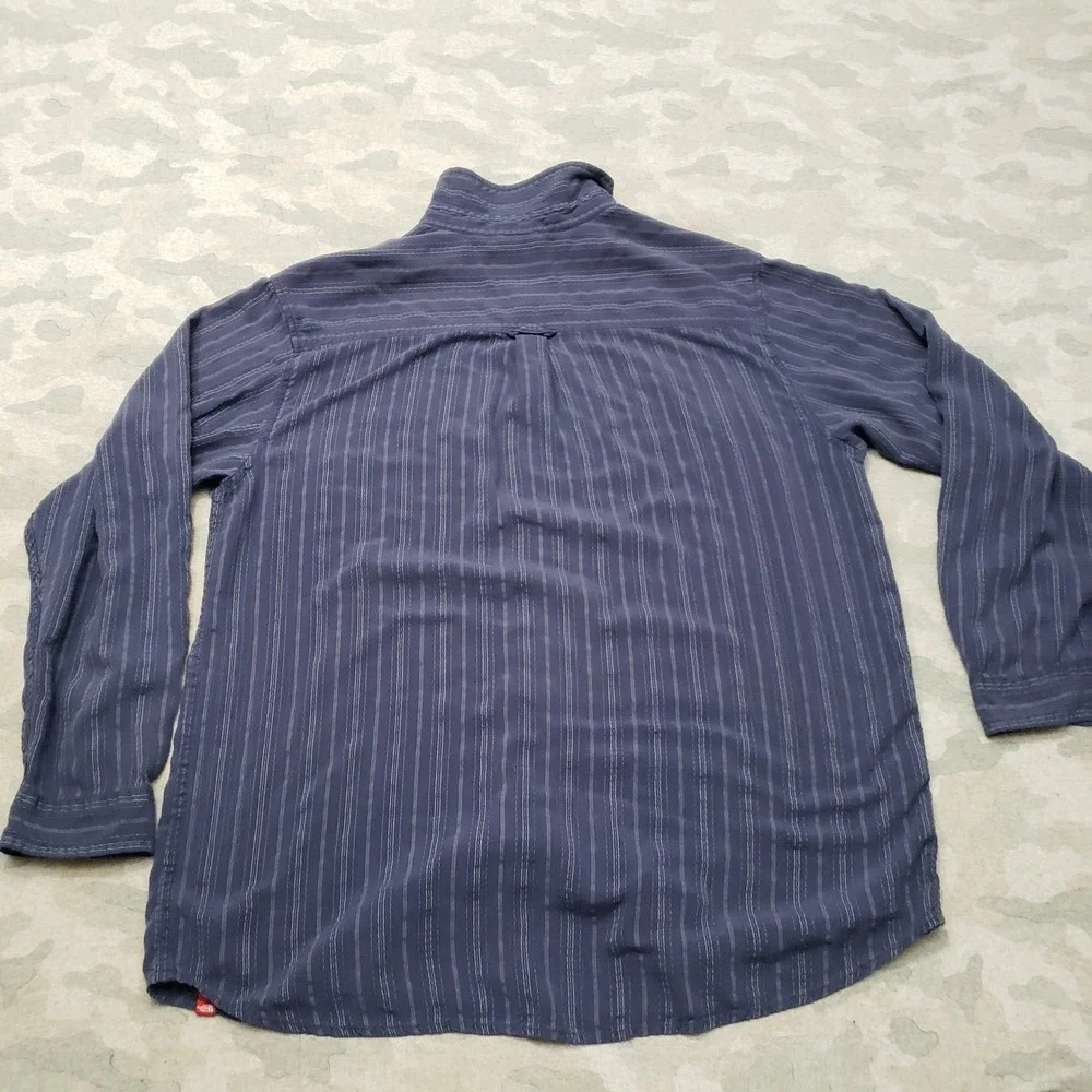 The North Face Shirt Mens XL Blue Long Sleeve Button Up Striped Outdoors Travel